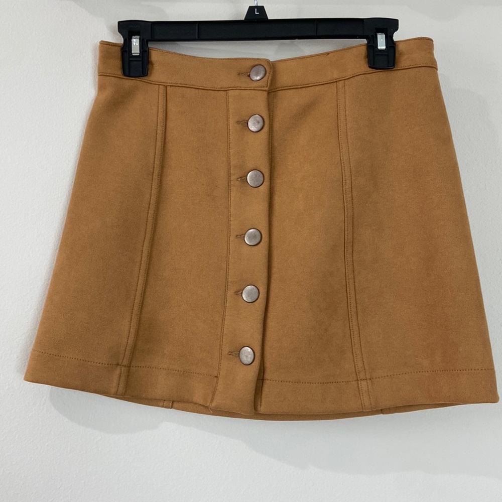 Tan button down mini skirt